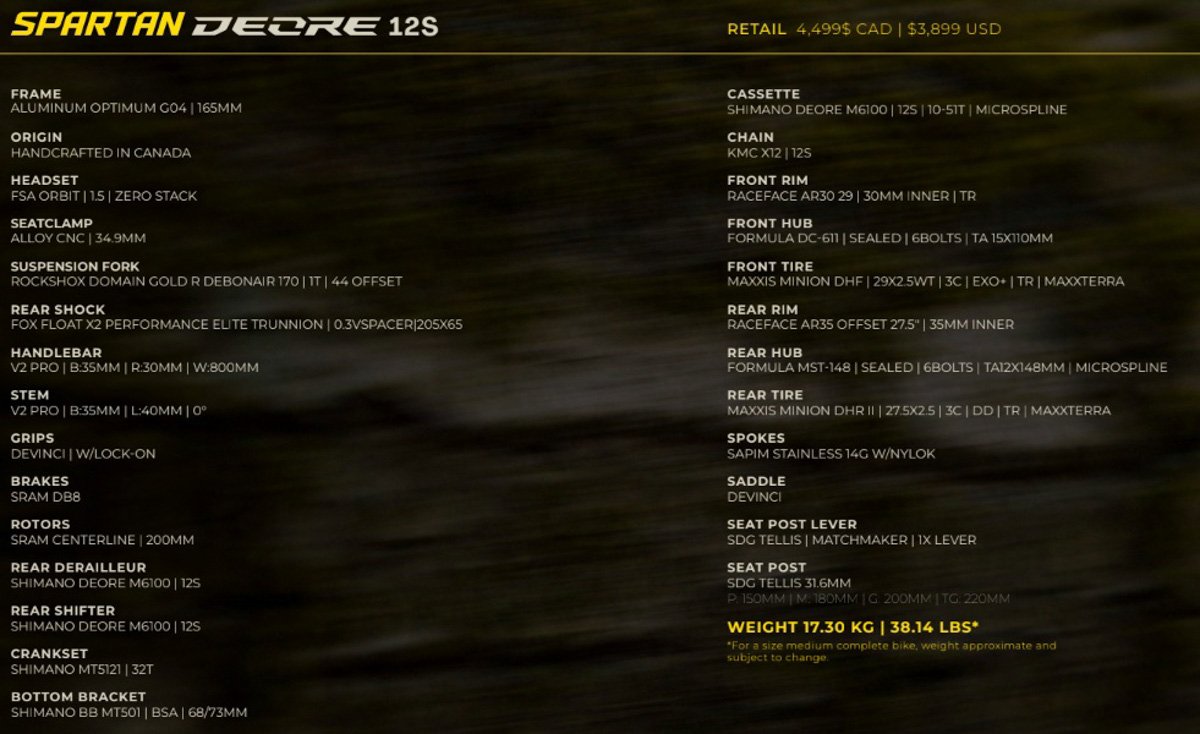 Devinci 2026 Spartan Deore 12s specs