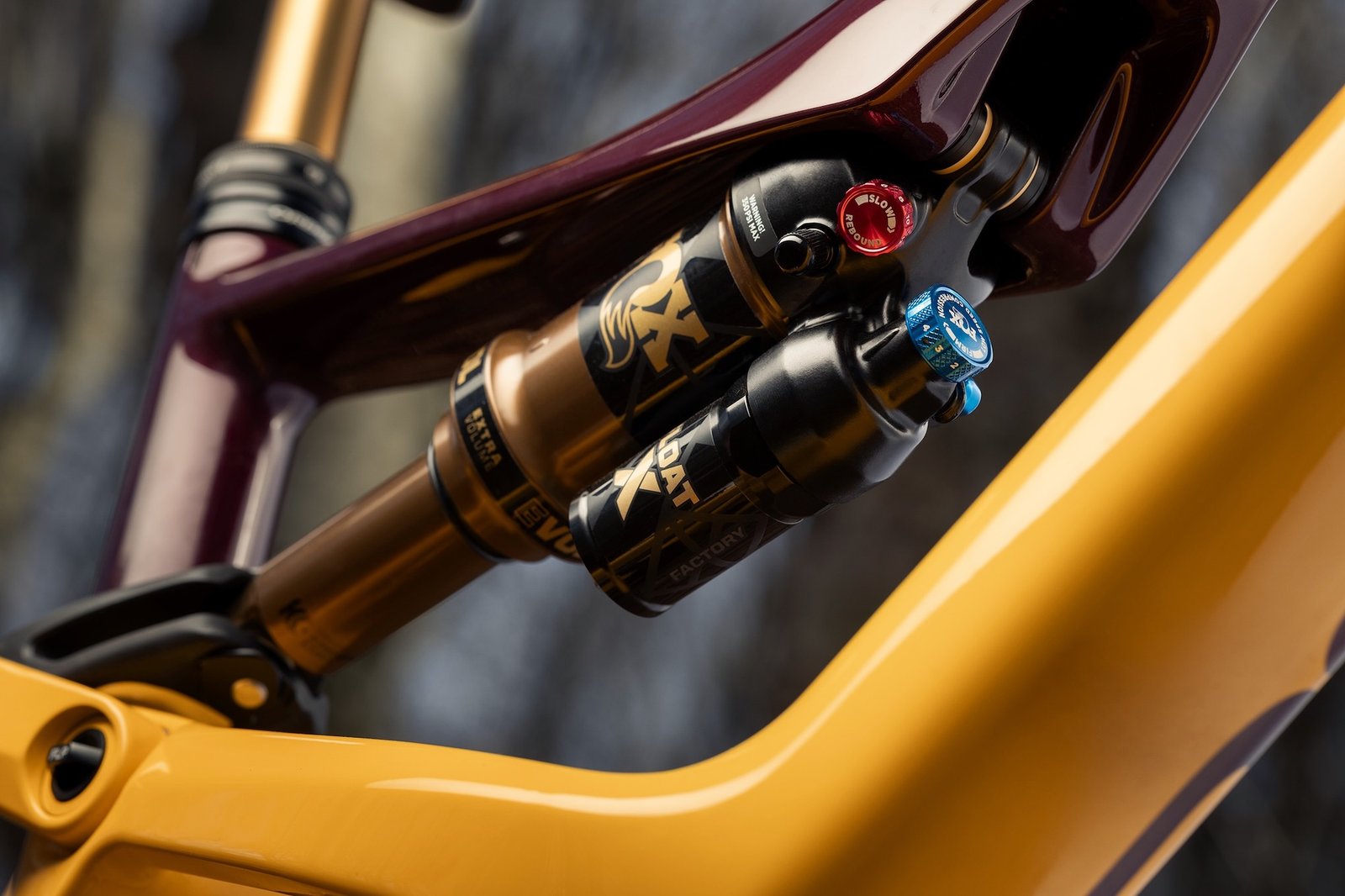 the Fox Float X Factory mounted on a mountain bike.