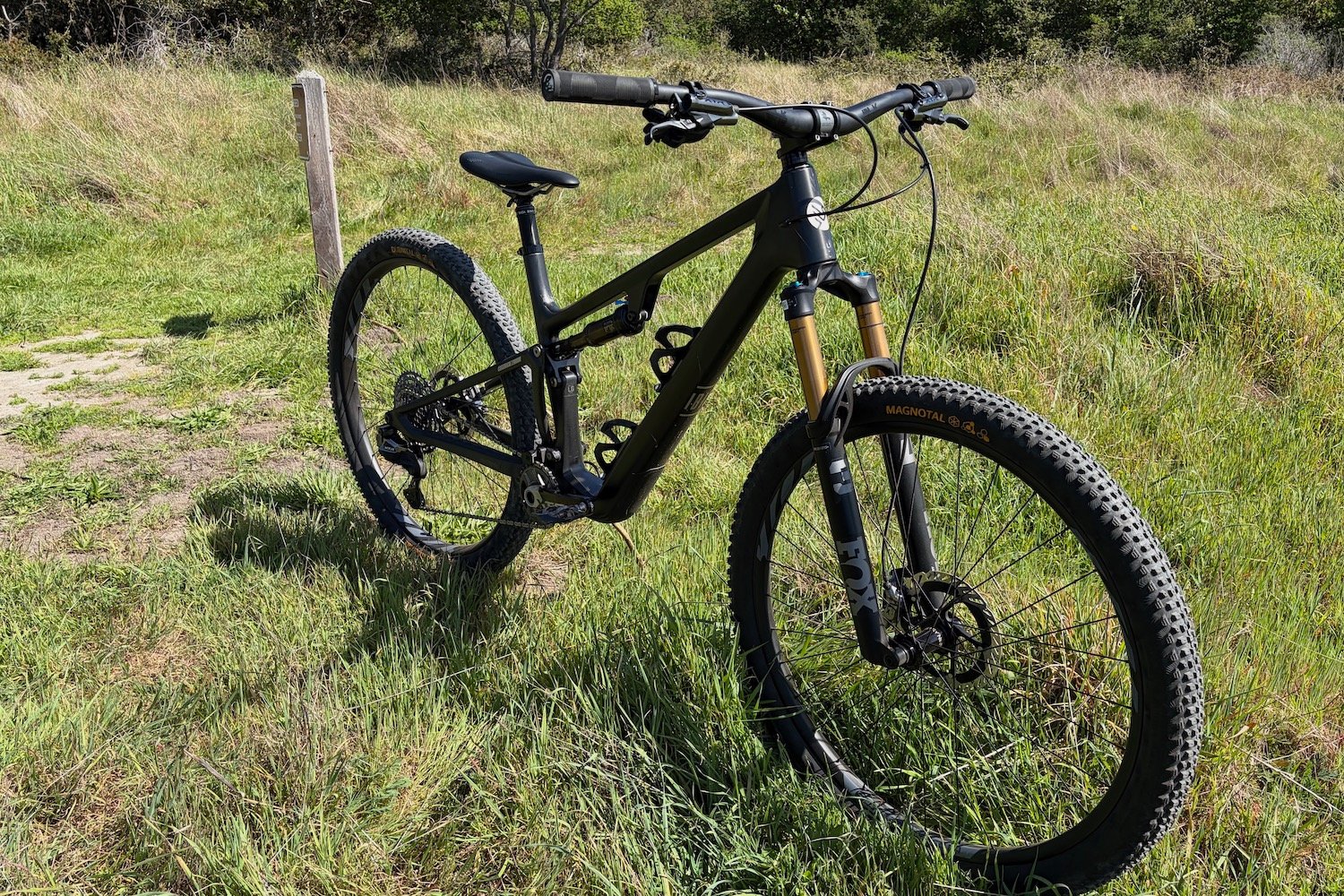 front angle profile shot of the Ibis Ripley SL in a grassy meadow