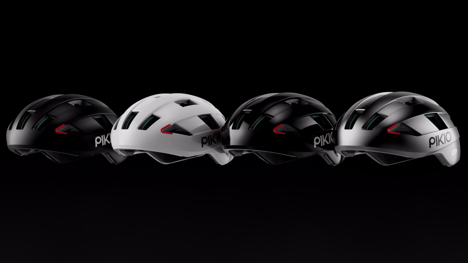 a rendering showing the new OIKIO Si Helmet in four colors.