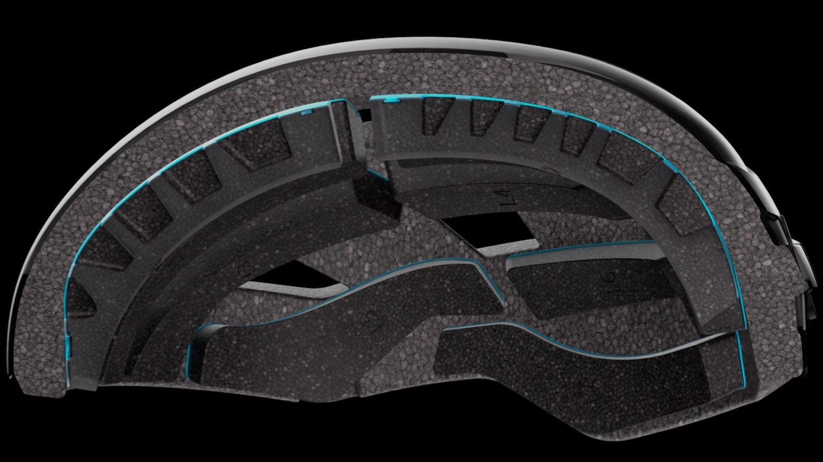 a rendering showing the dual dayer and dual density design of the PIKIO LAbs Si helmet