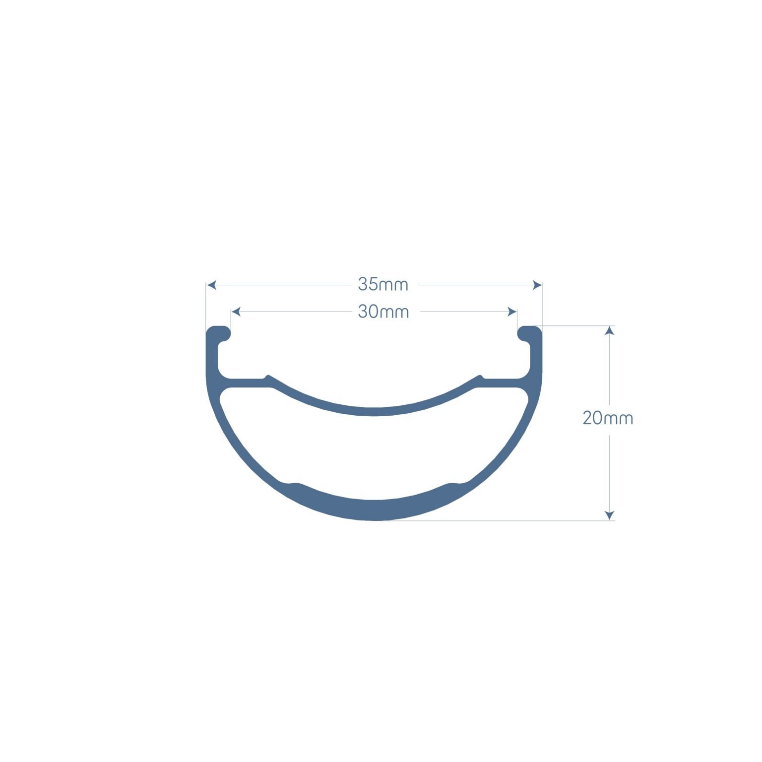 graphic showing the rim profile of the DH Alloy wheels.