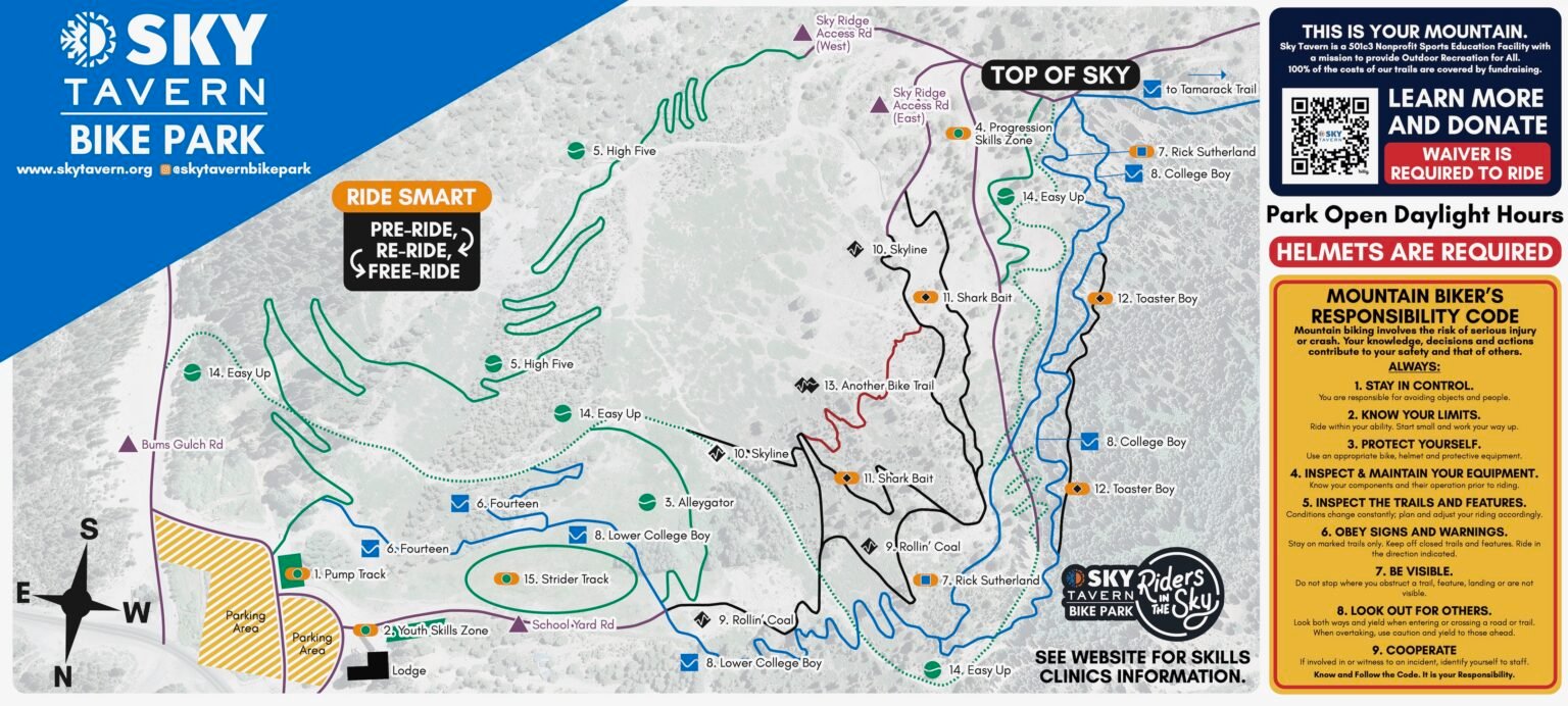 the Sky Tavern Bike Park Map
