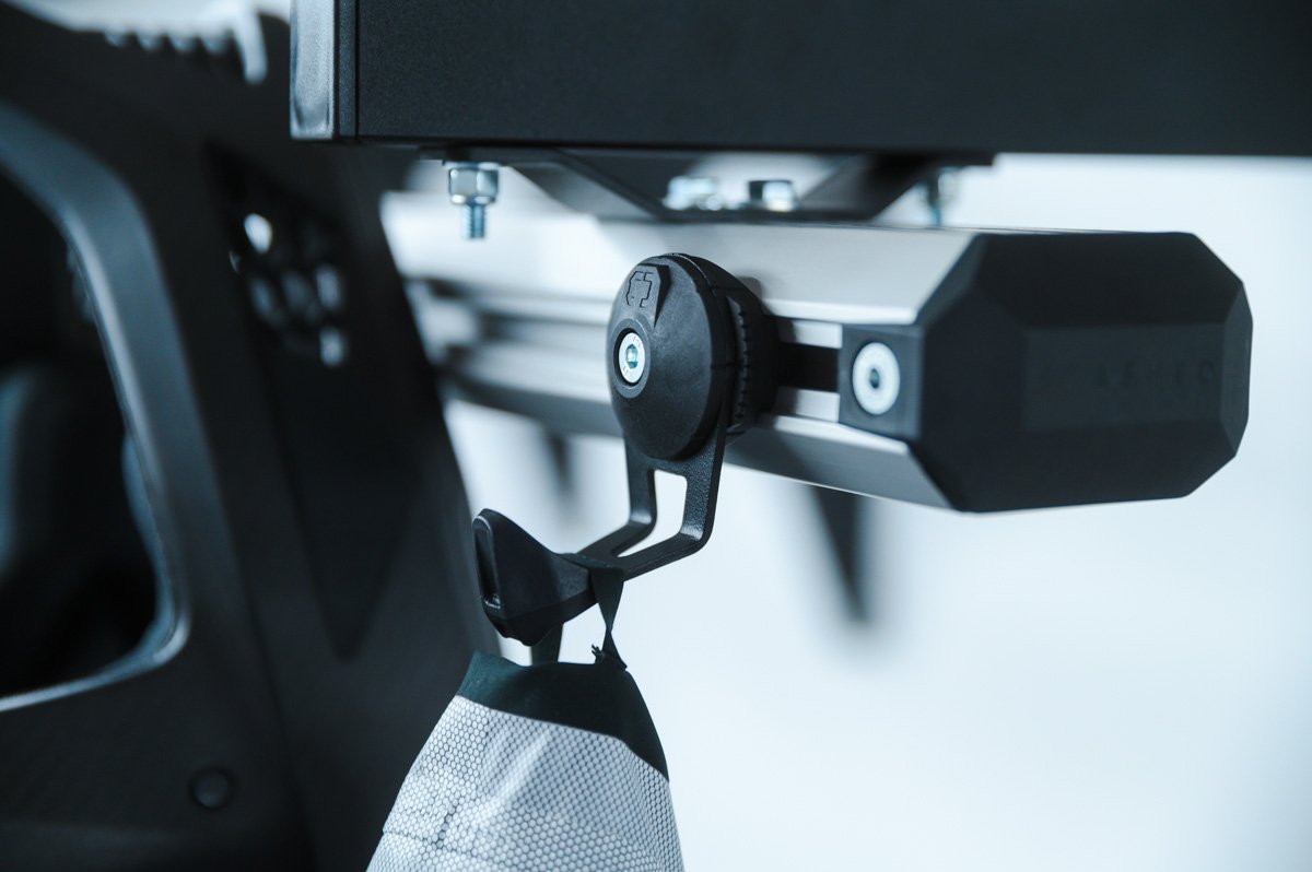 Stashed Products LodeStar rack system, hook on rail