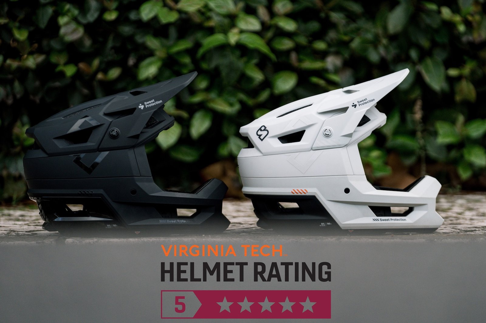 two colors of the Sweet Protection Strayer 2Vi MIPS with the Virginia tech 5-star logo.