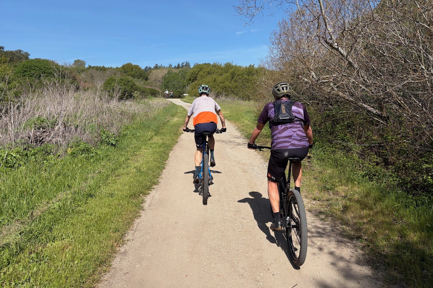 following Colin Hughes and Scot Nicol up a gravel road on a bike ride in Santa Cruz, CA.
