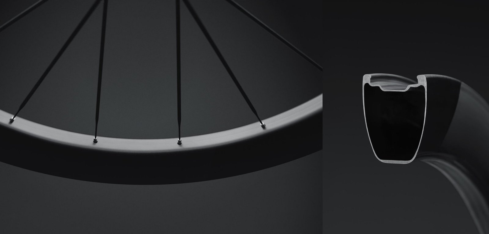 cutaway rim profile of roval terra aero clx gravel wheels.