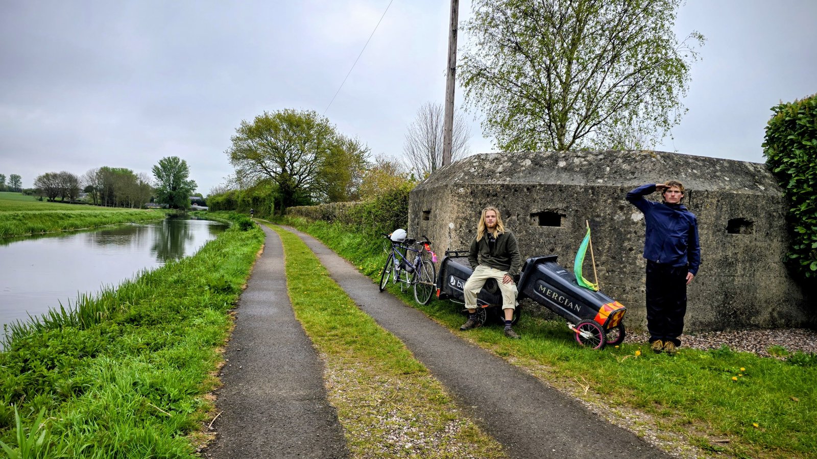 Jamie Hargreaves and Alfie Cookson by a canal path