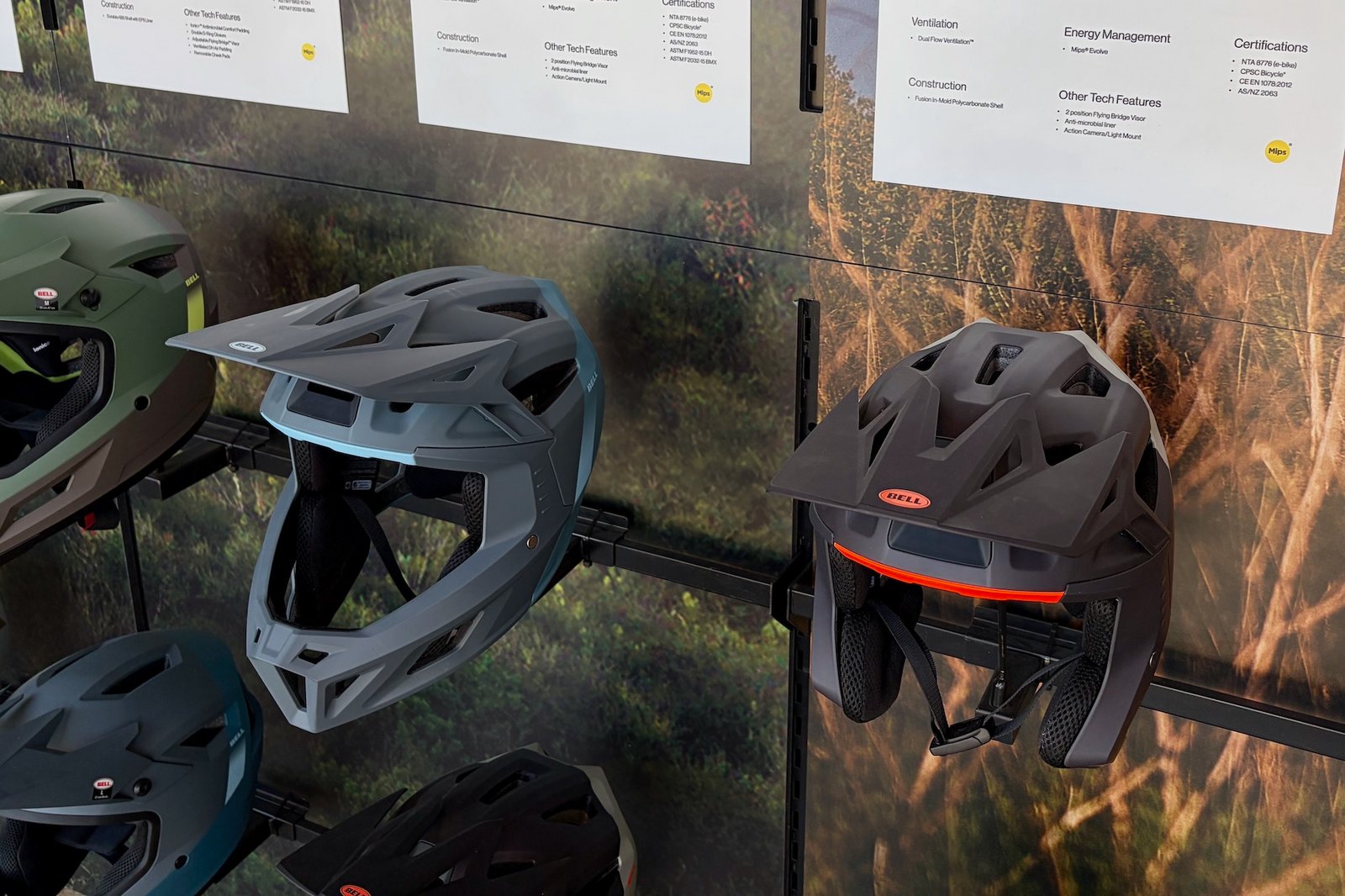 The new Bell Full Air and 3QTR Air Mips helmet on display at sea otter.