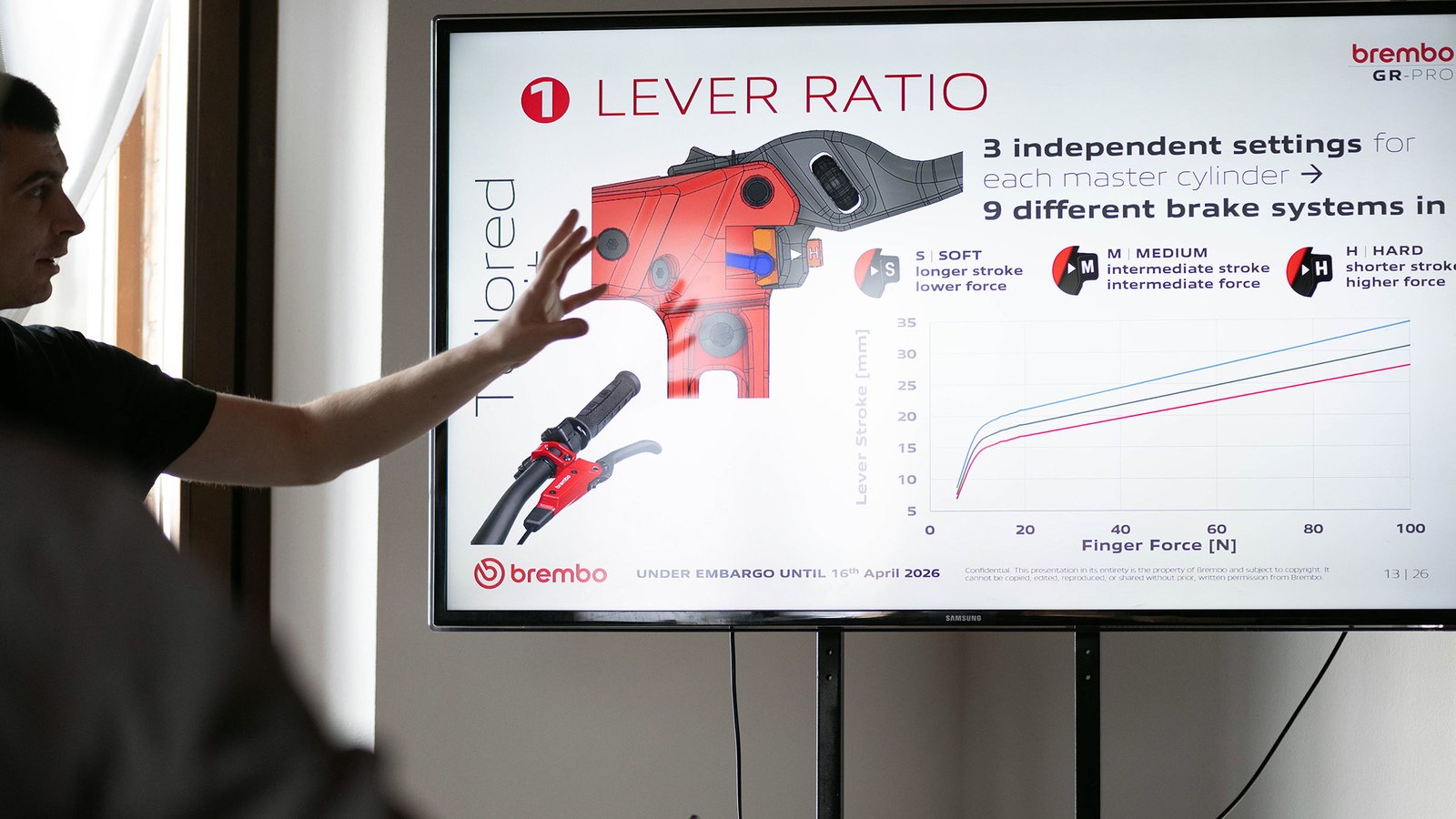 Brembo GR-PRO gravity mountain bike disc brakes, photo by Mirror Media, leverage adjustment explained