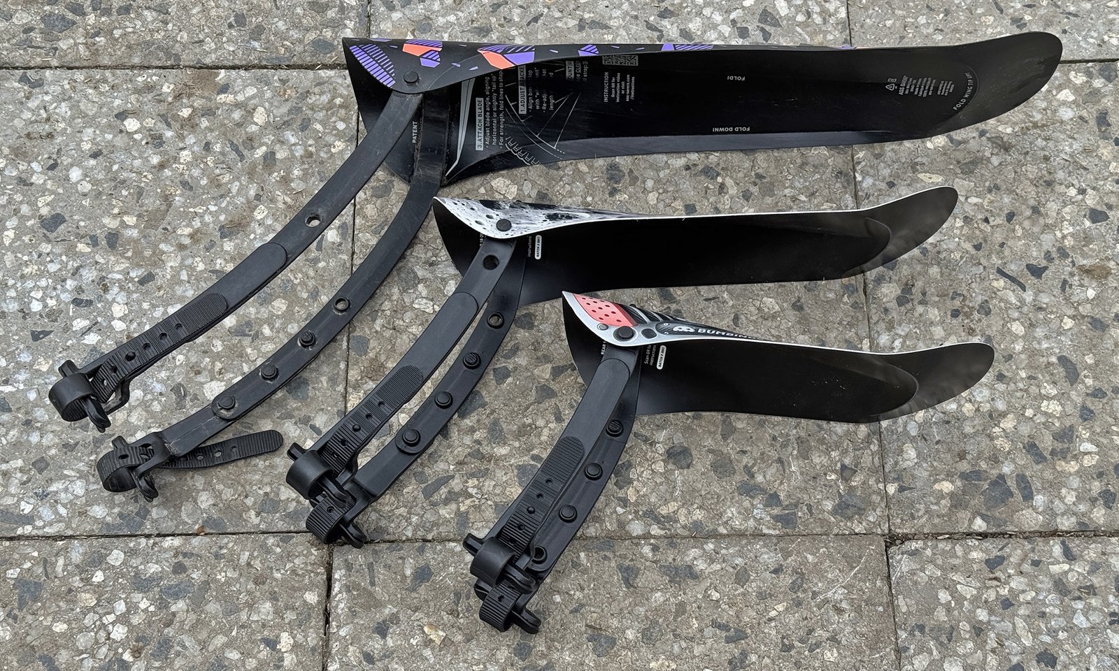 Bumbinos playful fenders for kids' bikes: small & large vs. adult Ass Savers Win Wing MTB