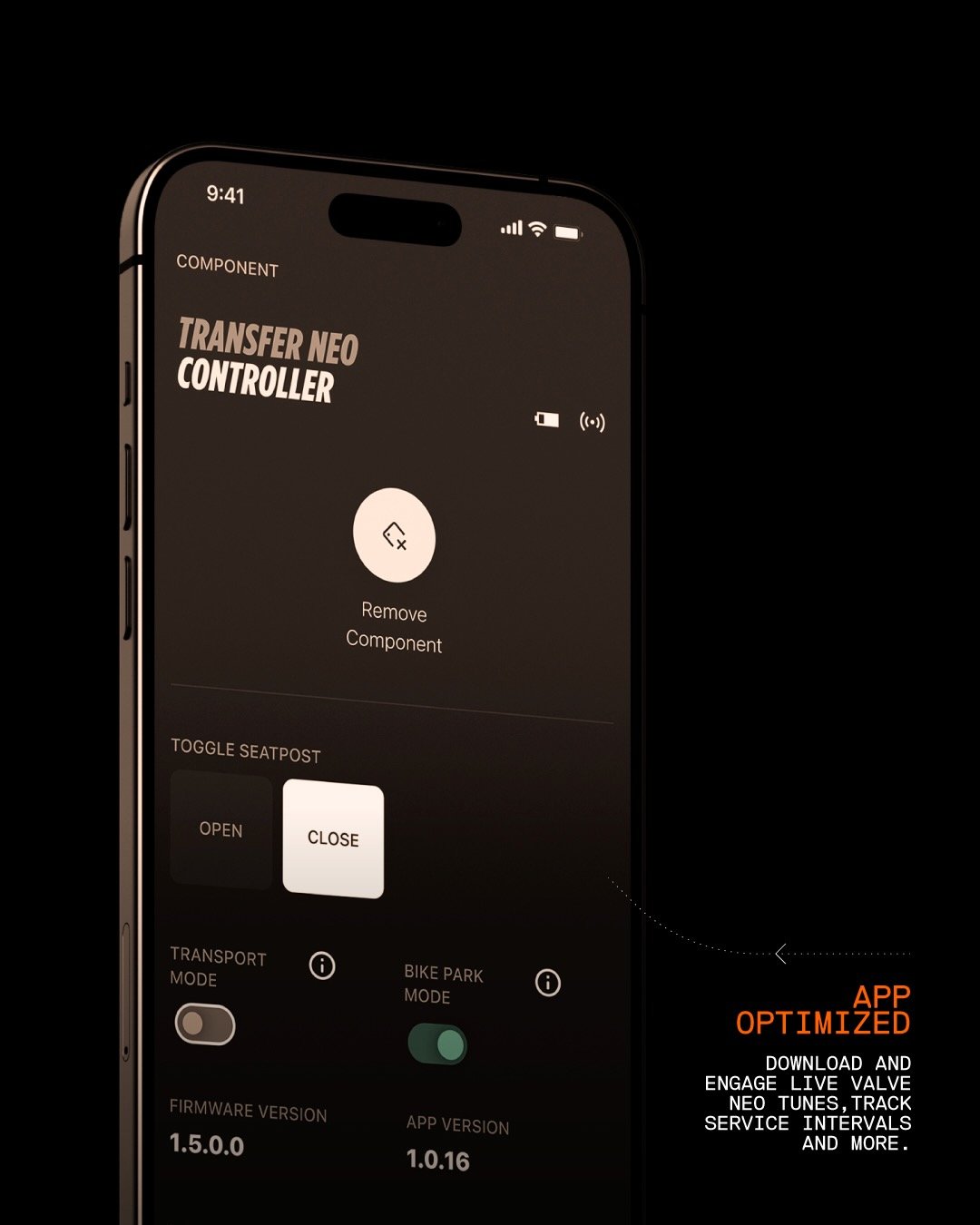 Image of the Fox Bike App showing customization options