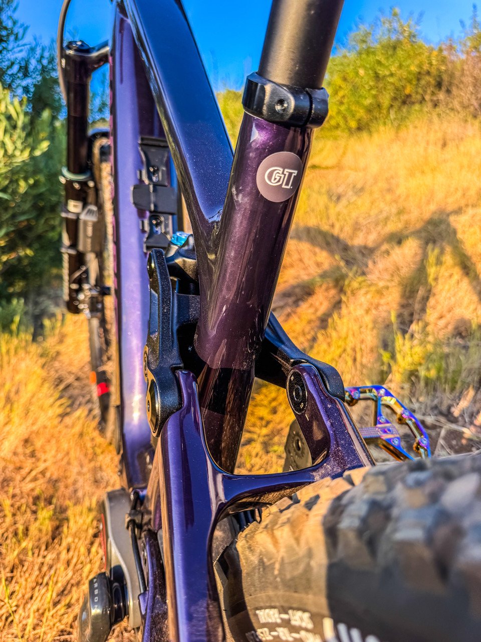 Hans still sports the GT logo on his Santa Cruz's seat tube