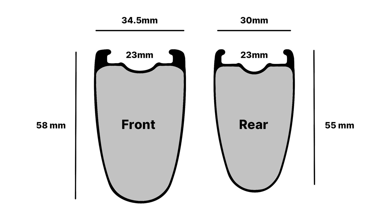 Hunt 5AM Limitless Ti_UD Carbon Spoke aero road wheels, rim sections with dimensions