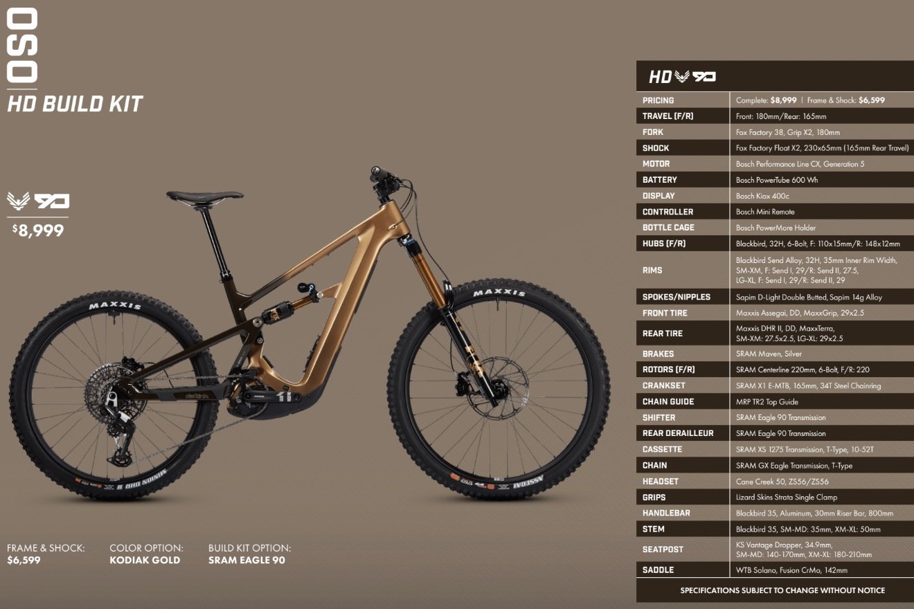 screenshot of the Ibis Oso HD Eagle 9- builds specs page