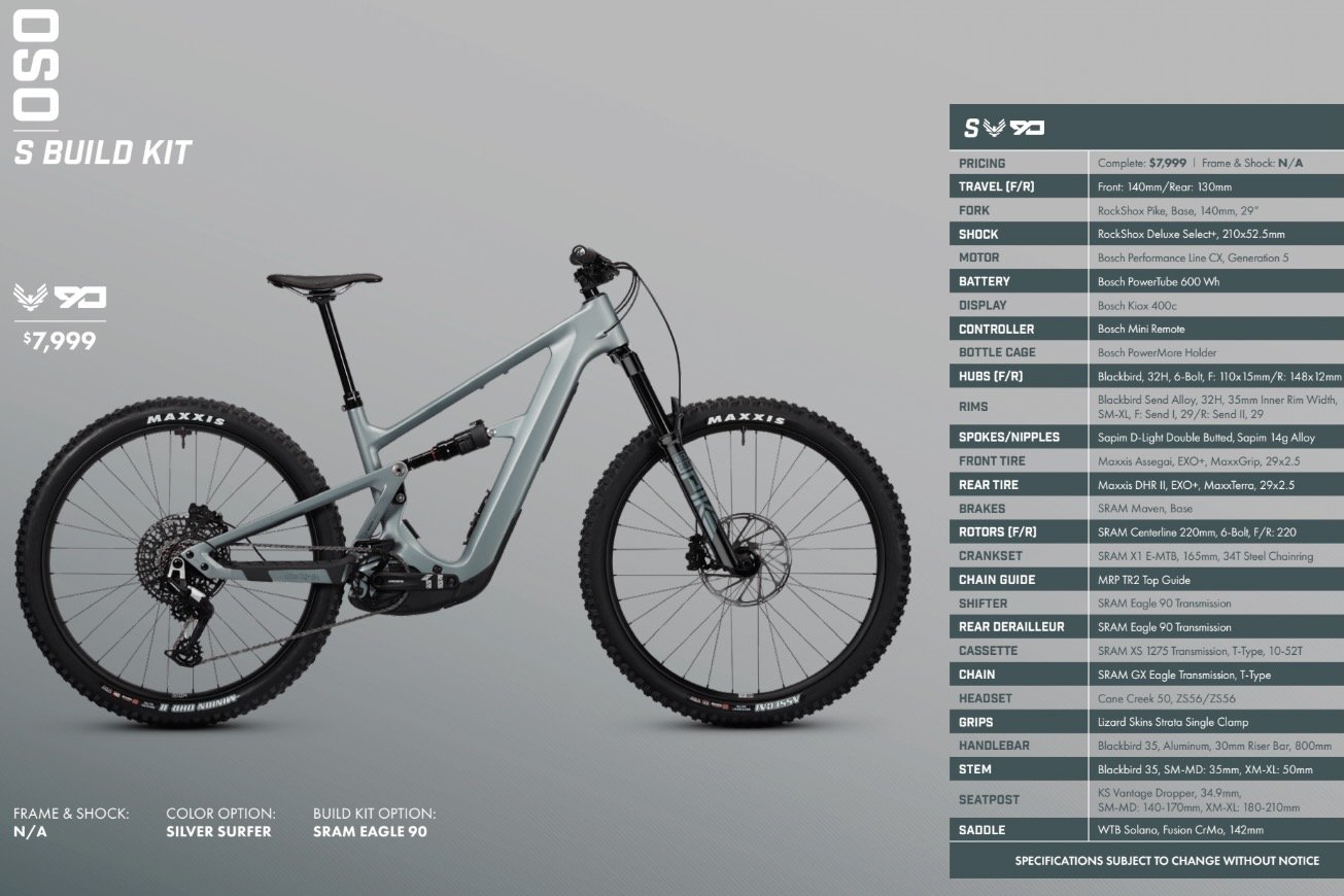 screenshot of the Ibis Oso S eagle 90 build specs page