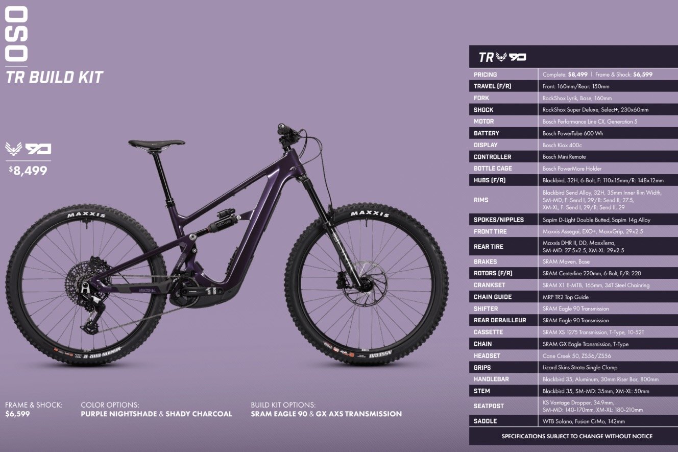 screenshot of the Ibis Oso TR eagle 90 build specs page