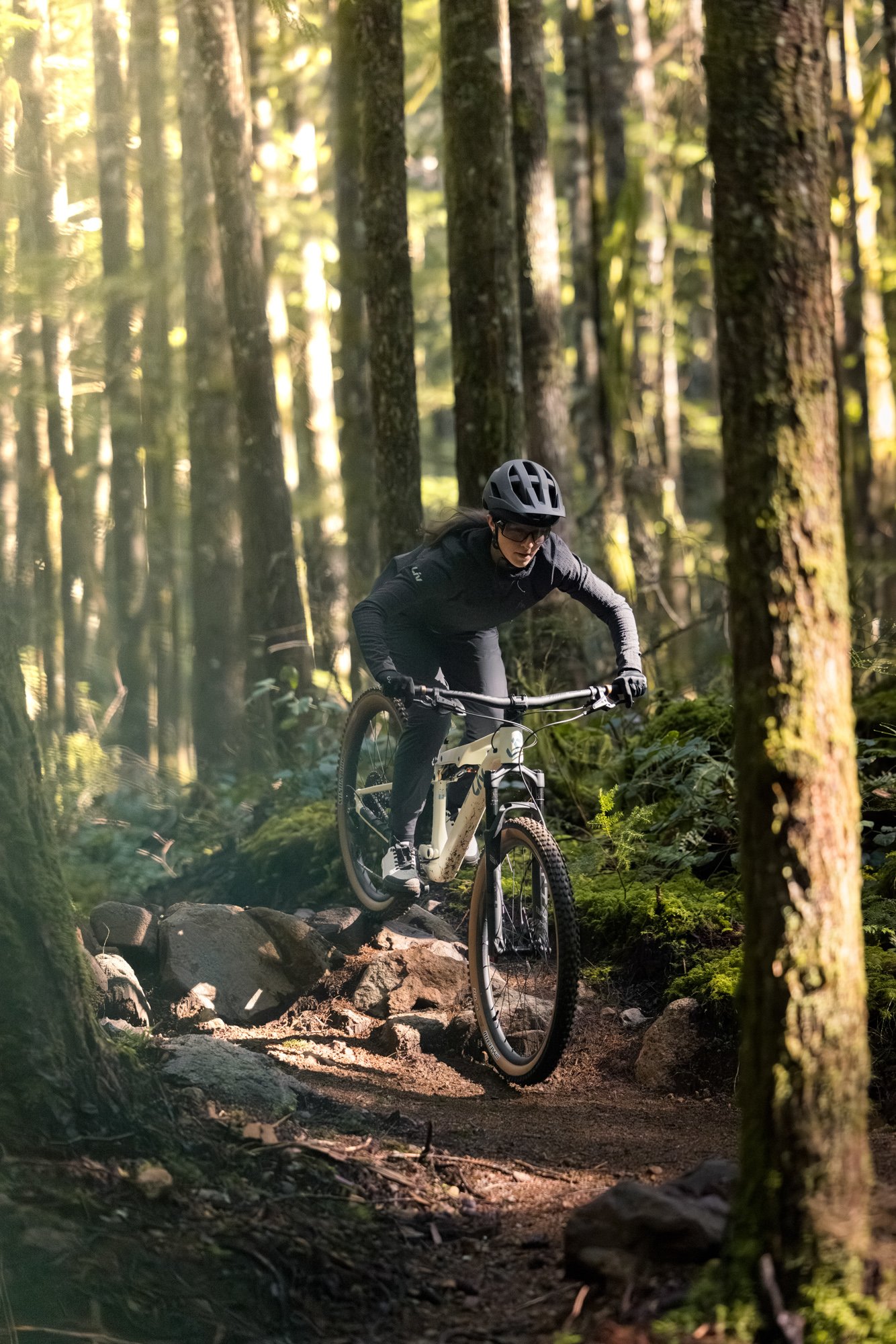 Riding in the forest on the new Embolden