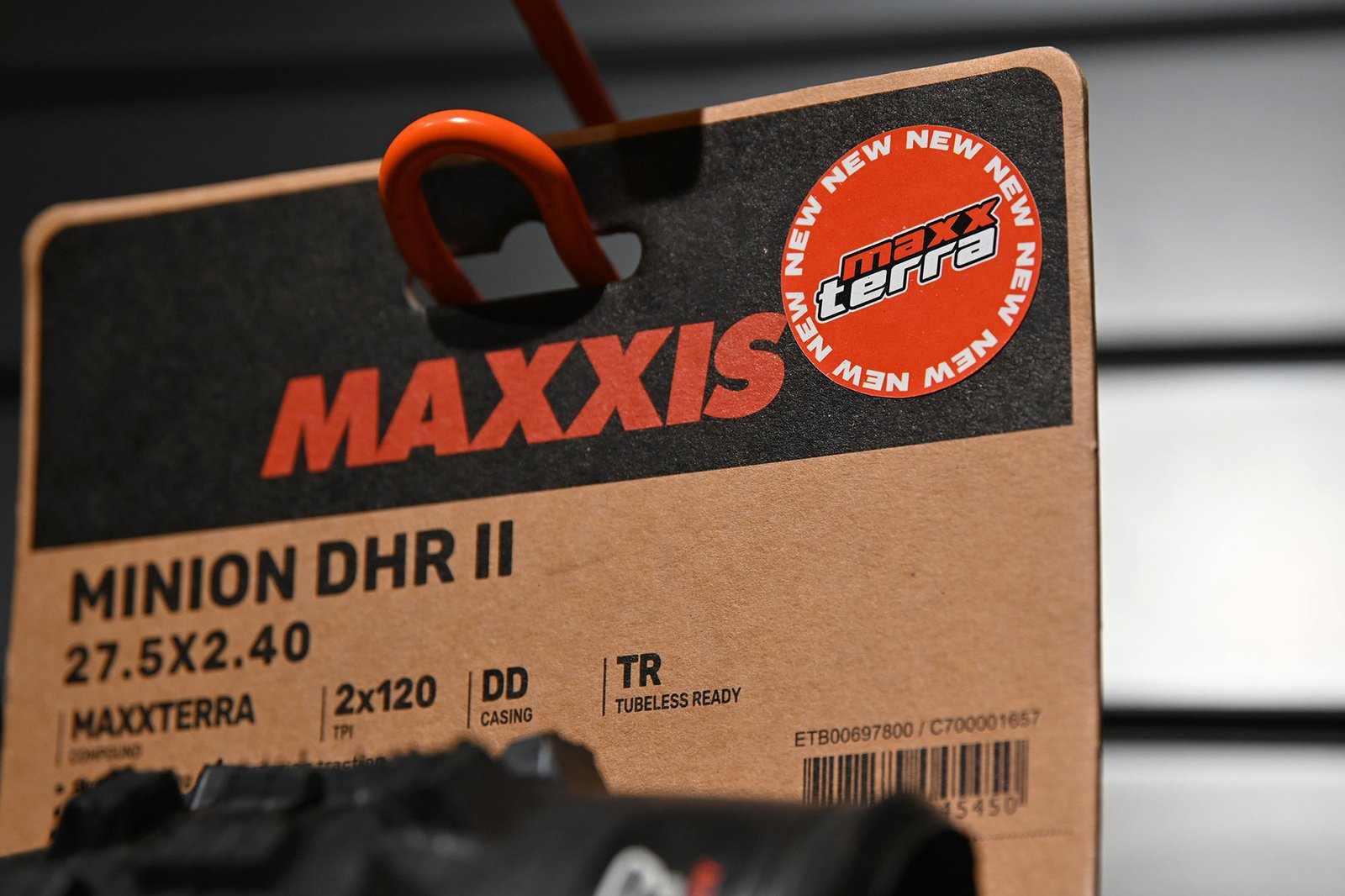 grippier, more durable single compound Maxxis MaxxTerra trail tire rubber, new packaging label