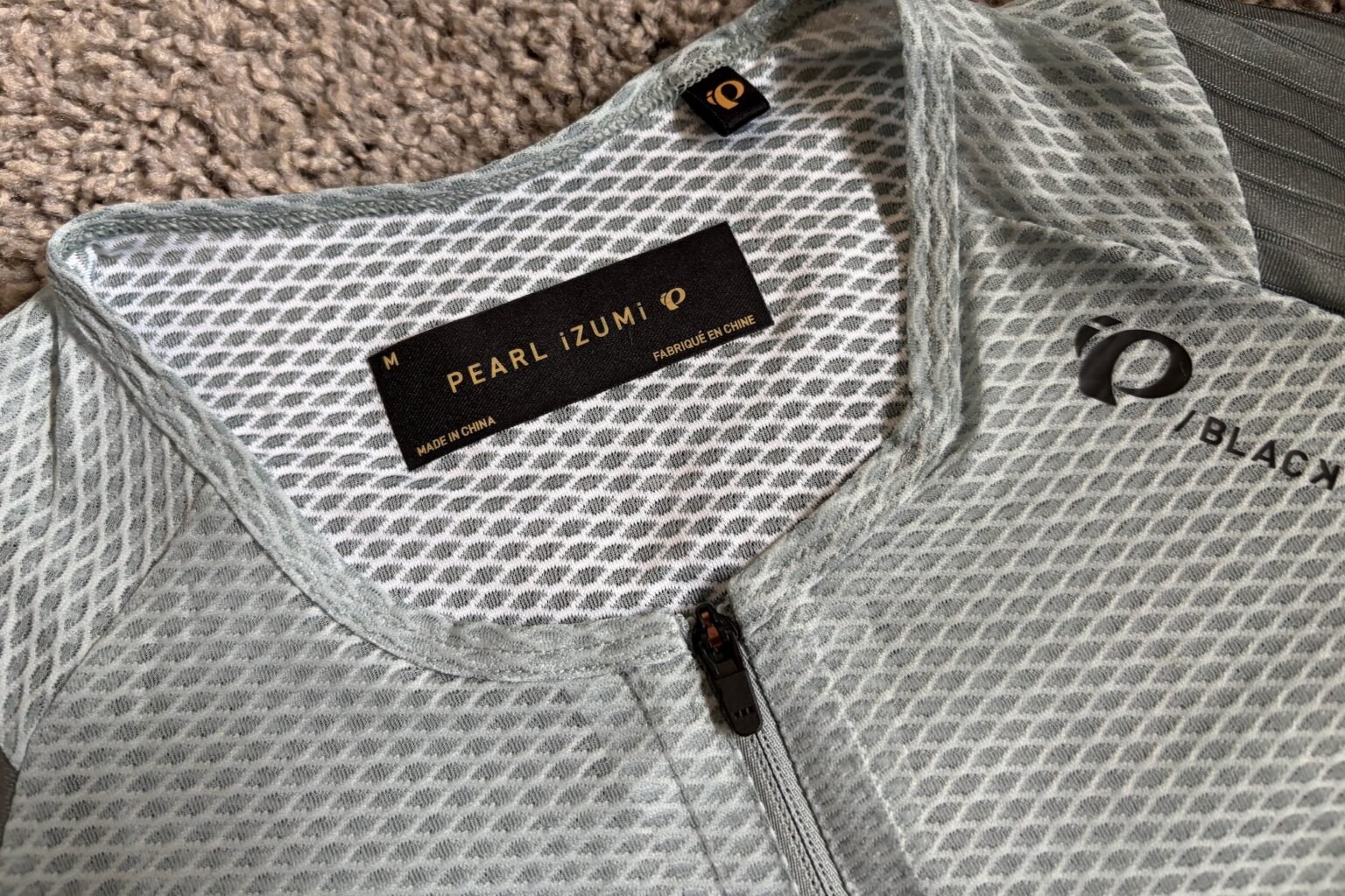 Close view of the mesh used in the Pi Black Mesh jersey