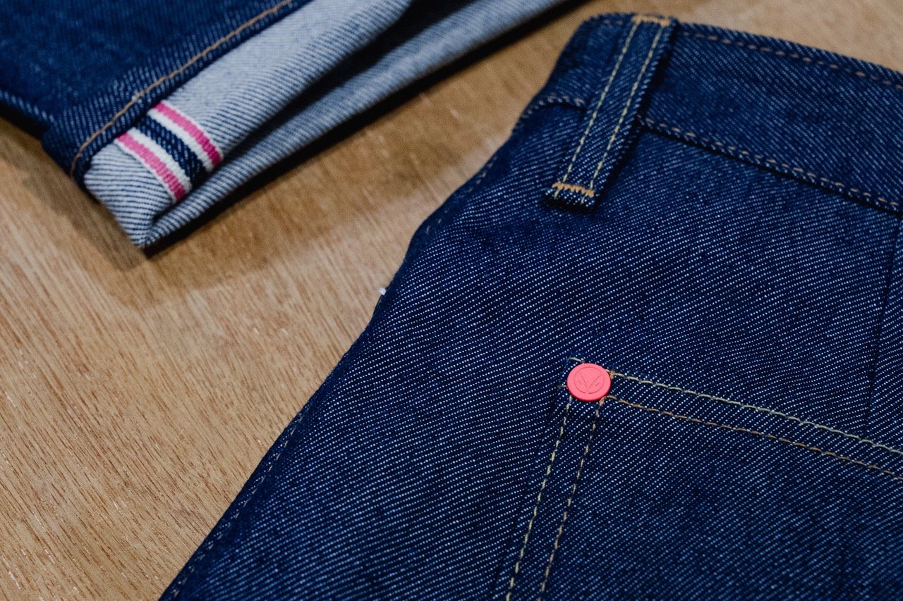 Rapha x Huit Denim Co Collaoration pink rivit