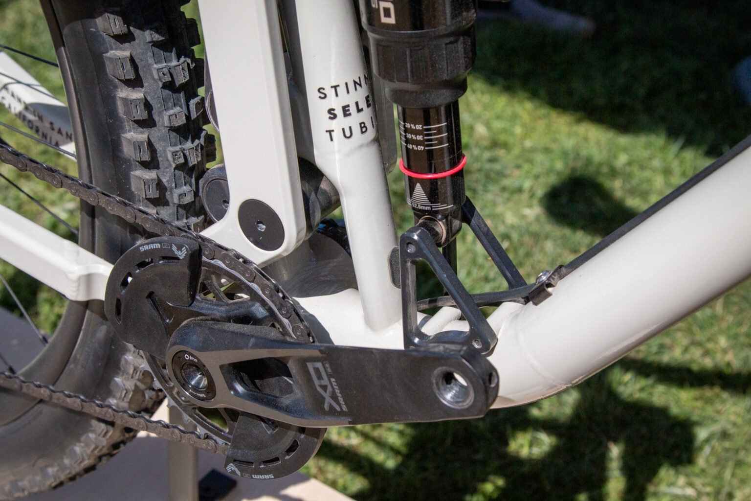 Stinner full suspension bike sea otter seat tube detail