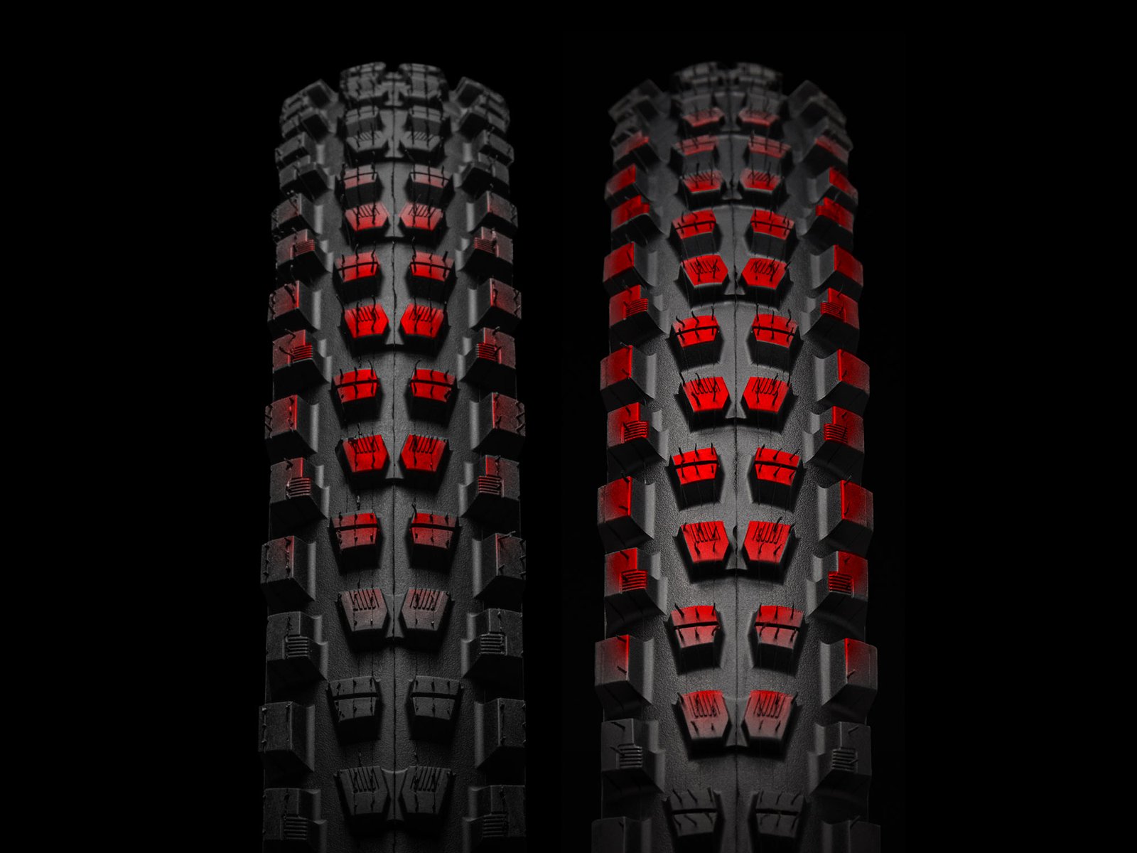 Specialized existing Butcher Grid Gravity vs. new Butcher Grid Gravity Radial tire contact patch comparison
