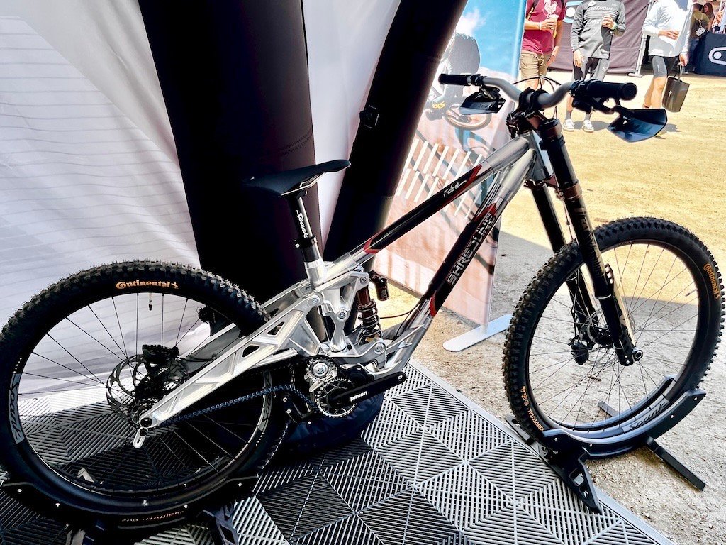 Shredline DH bike at the Spank booth at Sea Otter