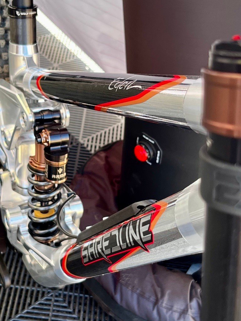 Shredline DH bike at the Spank booth at Sea Otter