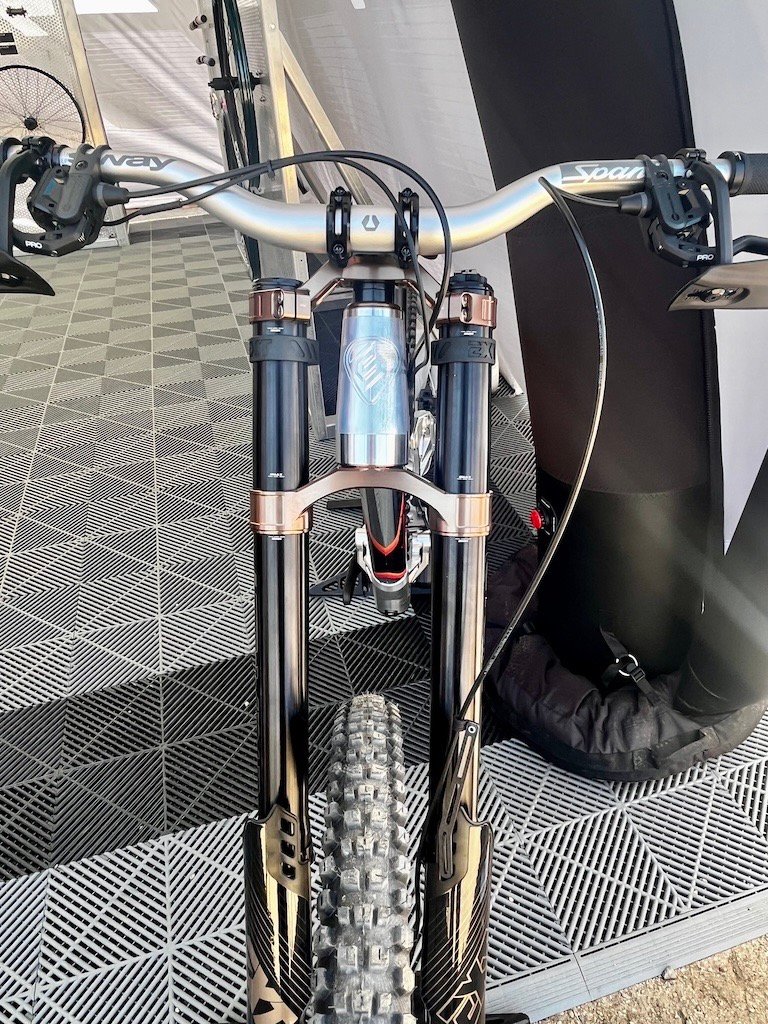 Shredline DH bike at the Spank booth at Sea Otter