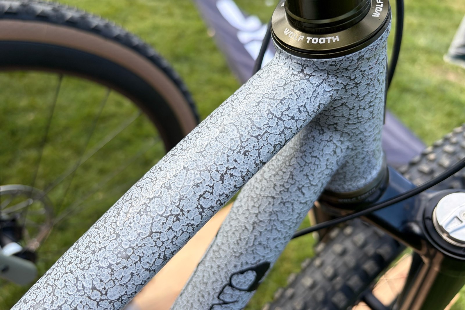 the textured finish on the BTCHN Alpina at the Wolf Tooth booth