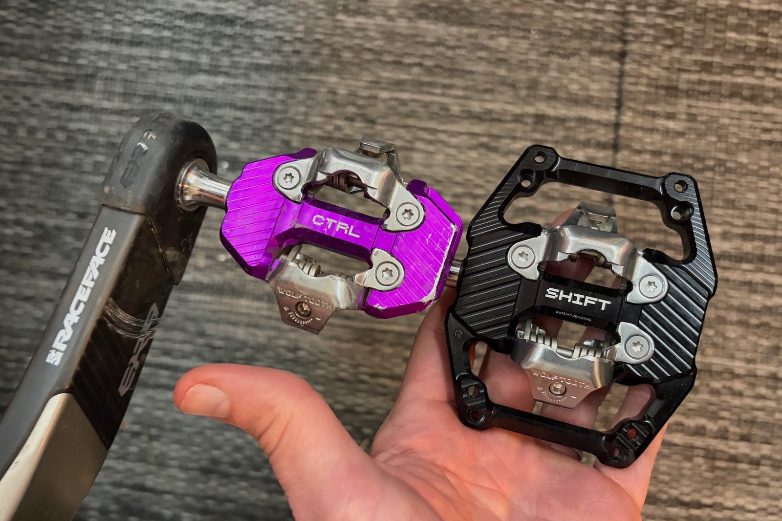 comparing the size of the CTRL and SHIFT pedals side by side.