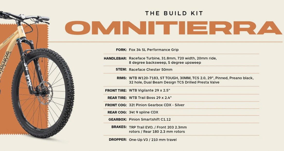 screenshot of the spec sheet for the Xtracycle OmniTierra cargo bike.