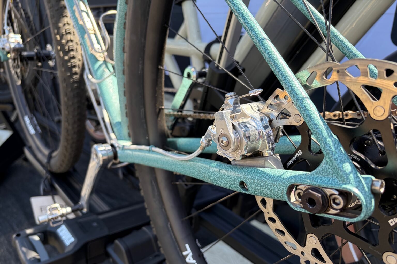 close view of the paint job on the bitchin gravel bike