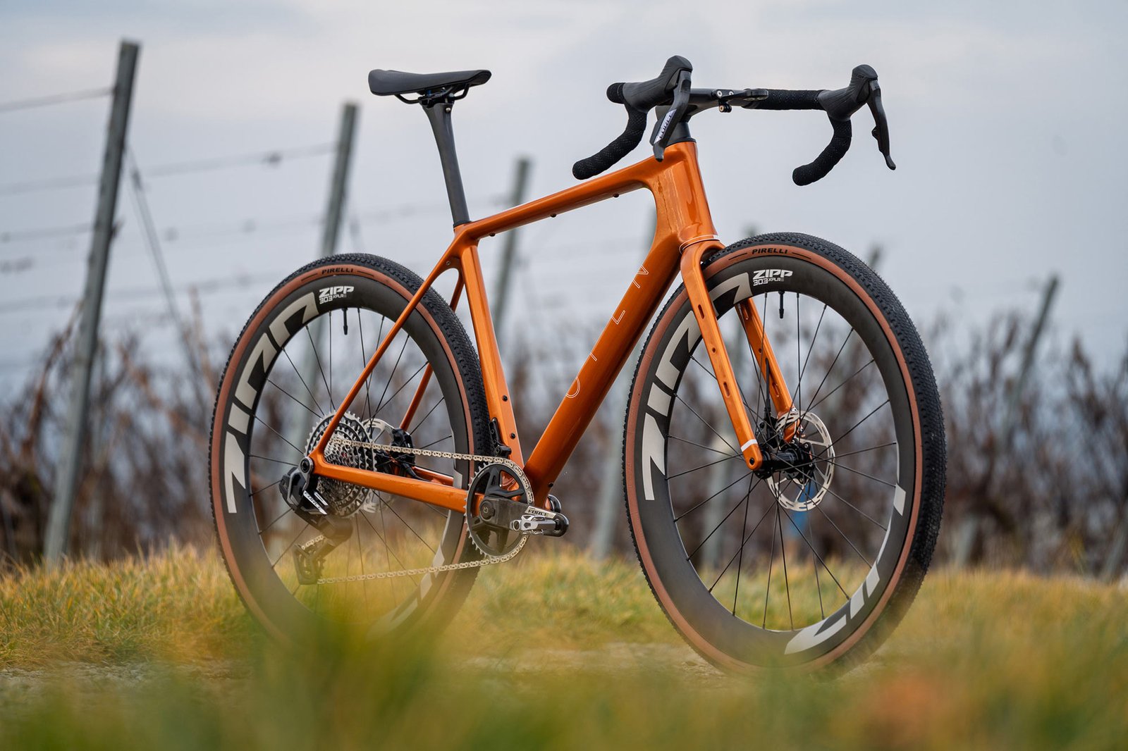 open up 2 adventure gravel bike shown in a field.