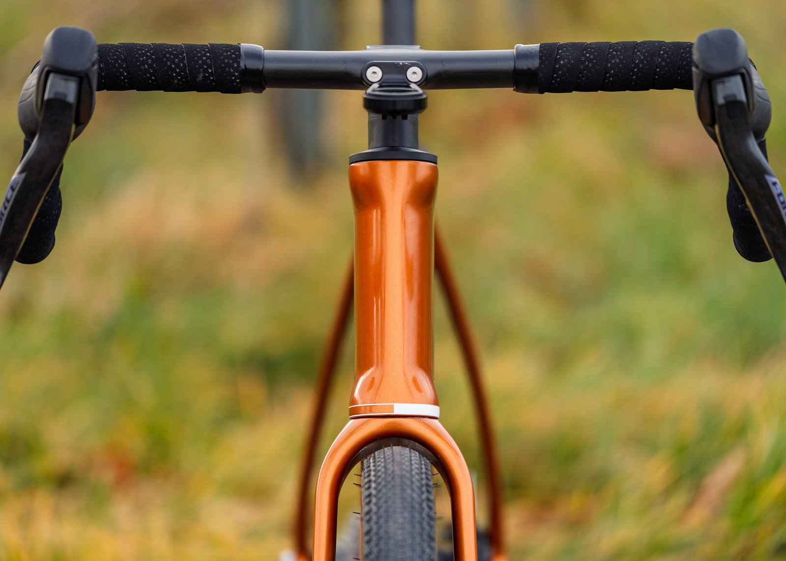 front head tube view of open up 2 adventure gravel bike.