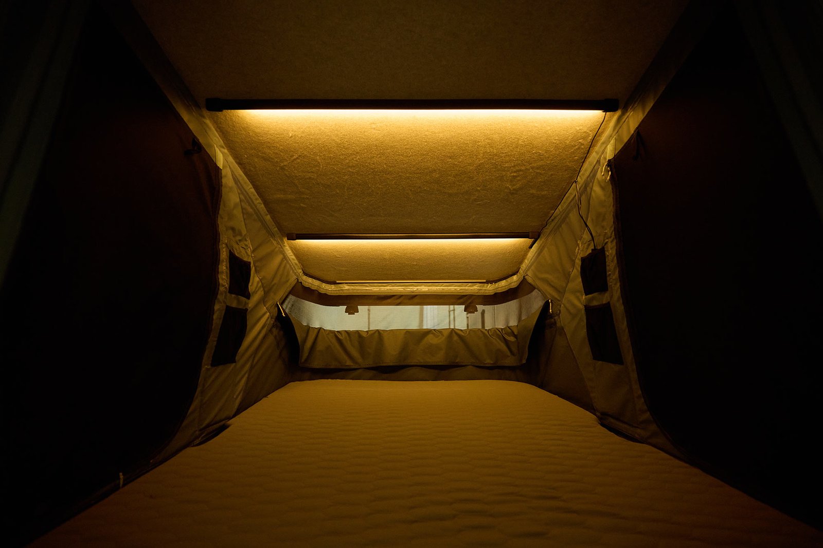 interior lights in the thule widesky rooftop tent.