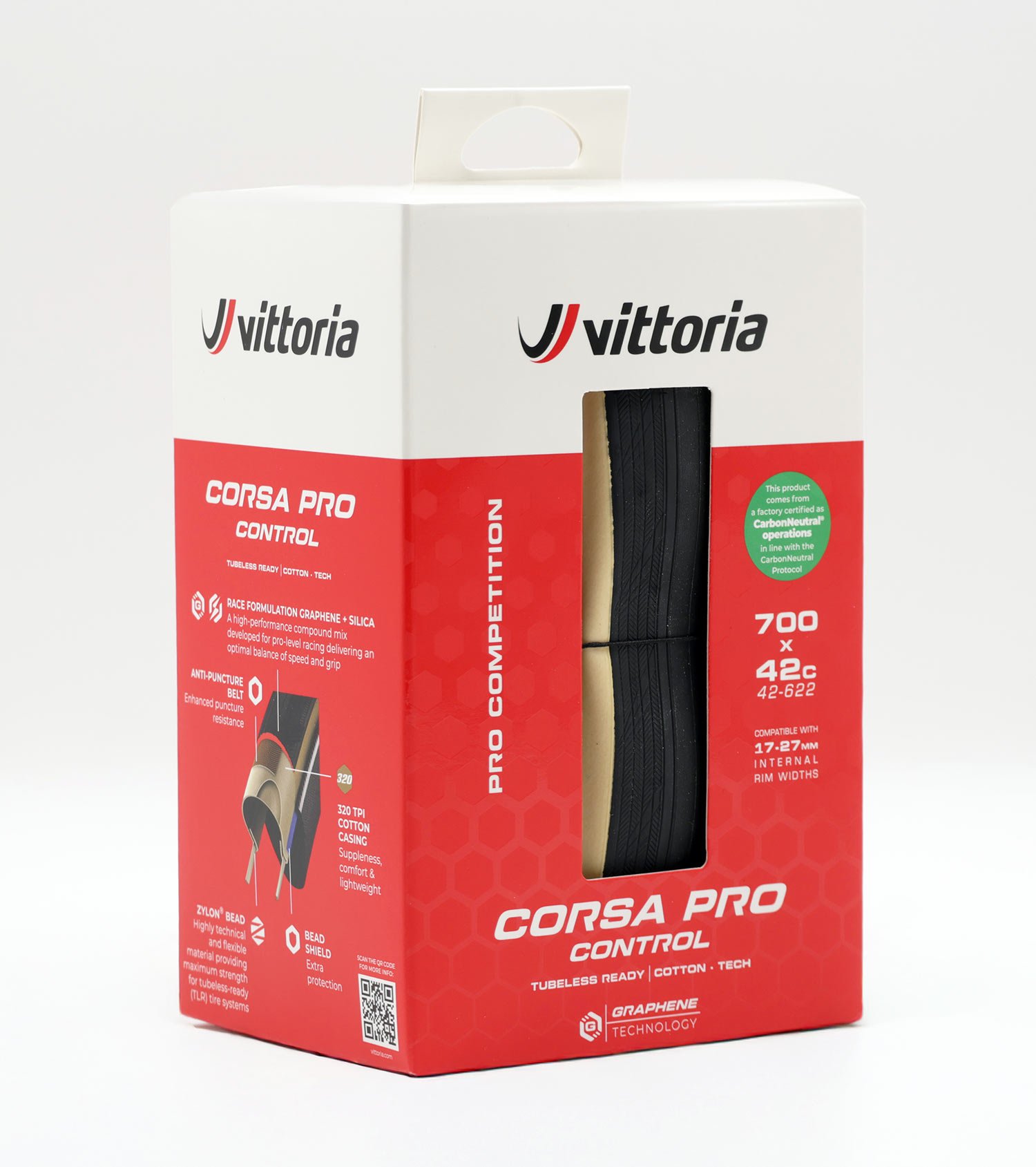 retail packaging for vittoria corsa pro control 38 and 42 mm tires.