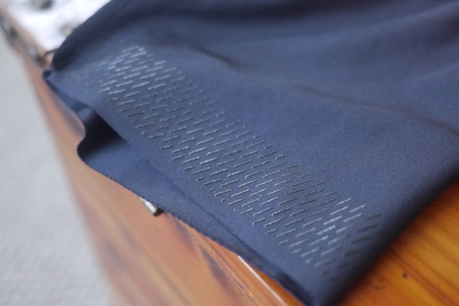 Leg gripper detail on cycling bib shorts