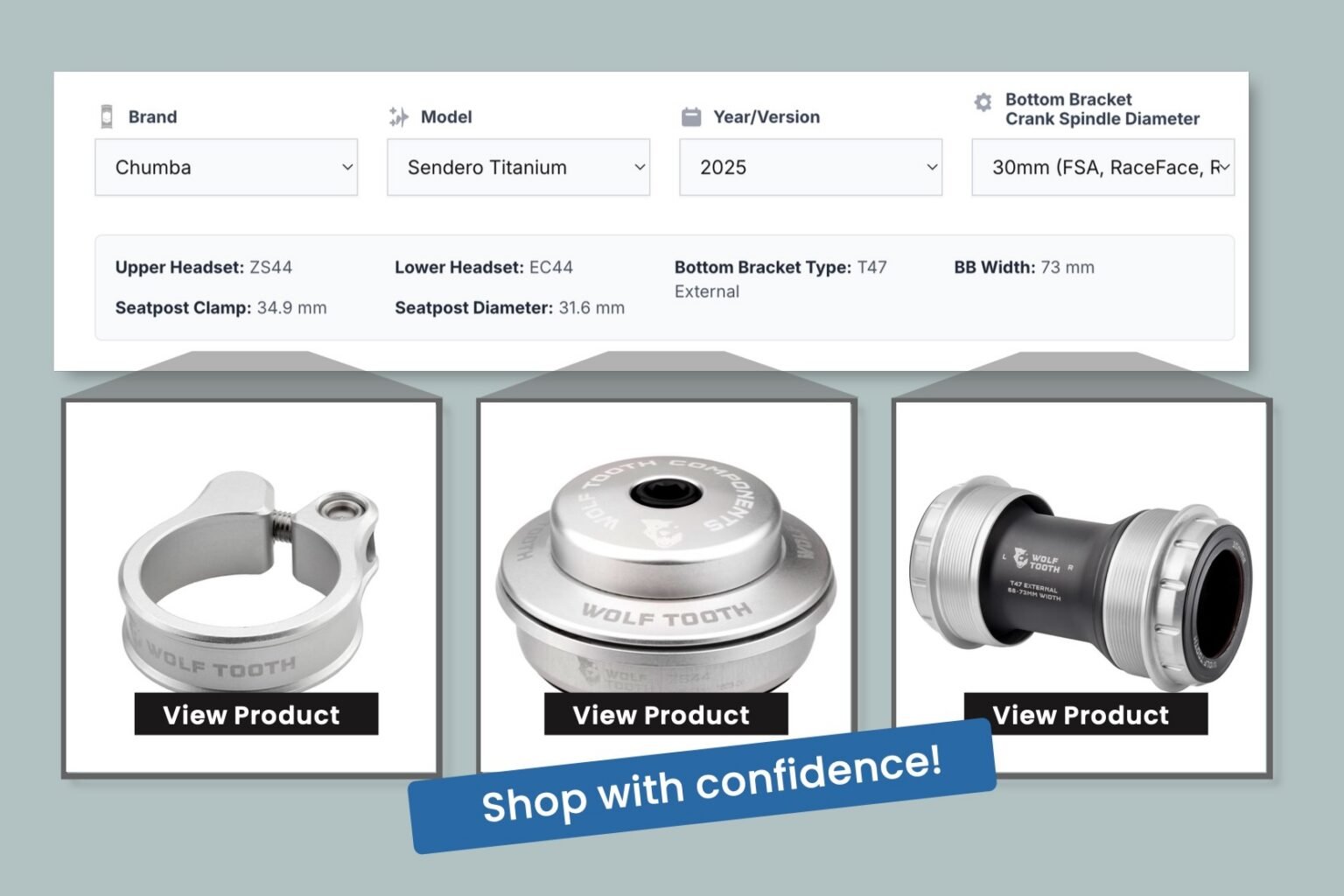 image of the parts finder from the wolf tooth marketing email
